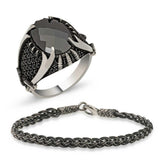 Silver Ring and Kazaziye Bracelet Men's Jewelry Combination